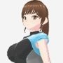 水色の服を着た巨乳のお姉さん（セリフなし 3DCGモデル イラスト集）